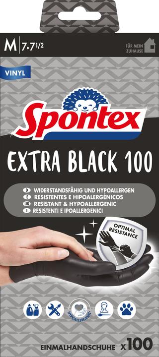 Actual product image Spontex Disposable gloves Extra Black 100 made of vinyl size M