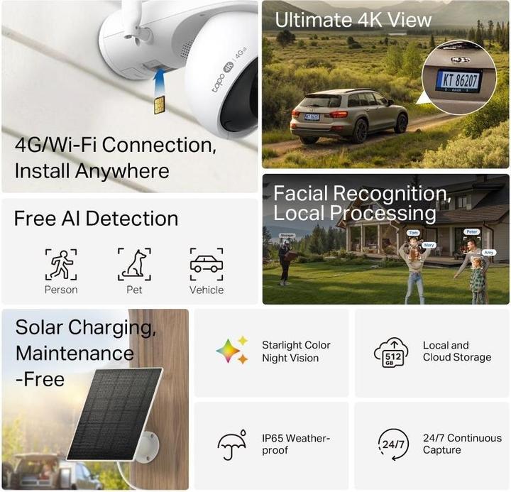 Produktbild TP-Link Tapo C665G KIT Solar-powered 4G Security camera (3840 x 2160 Pixels)