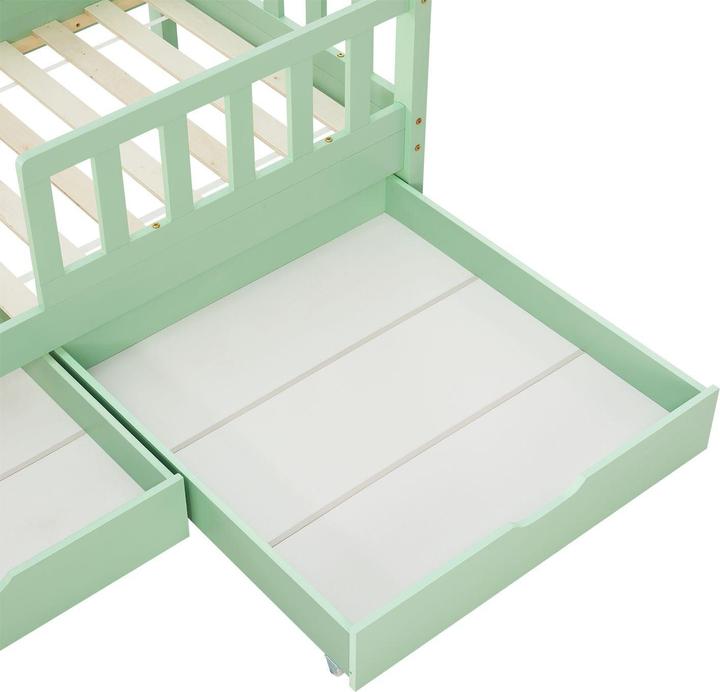 Image du produit Juskys Kinderbett 90x200cm mit Bettkasten Marli - Mint (90x200)