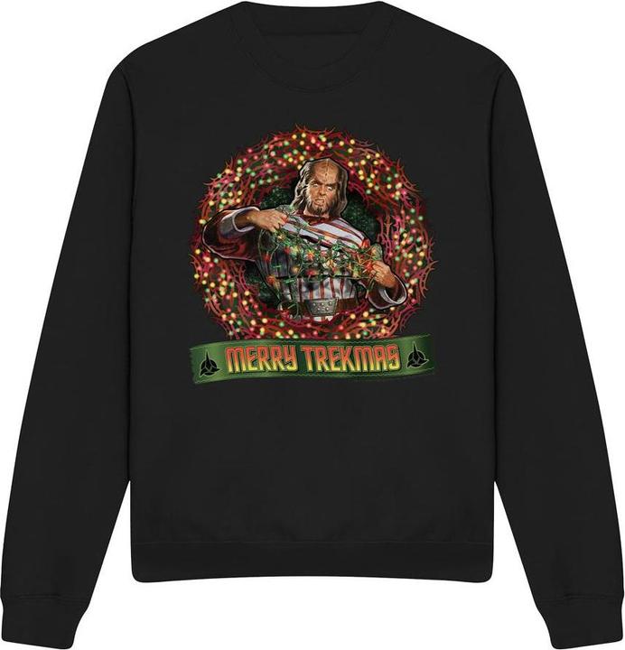 Actual product image Unisex Adult Merry Trekmas Christmas Sweatshirt (S)