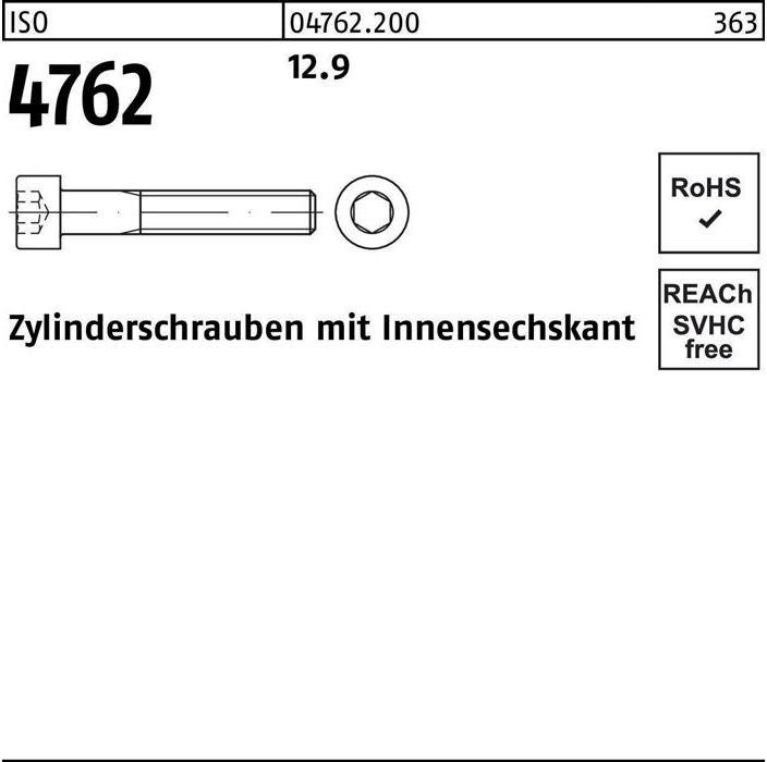 Produktbild Zylinderschraube ISO 4762 m.Innensechskant M 6 x 95 12.9 (100 Schrauben pro Stück)