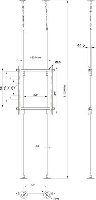 Image du produit Multibrackets Support plafond/sol, 1 x 40" - 65", VESA 100-