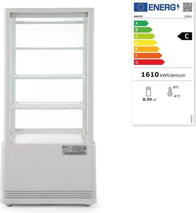 Etichetta energetica Hendi Armadio superiore bianco 78 l antiappannamento altezza 966 (78 l)