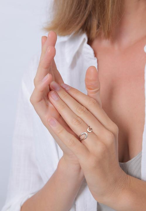 Actual product image Elli PREMIUM Ring PREMIUM Ring Open Modern Adjustable 925 Silver (54, 925 Silver)