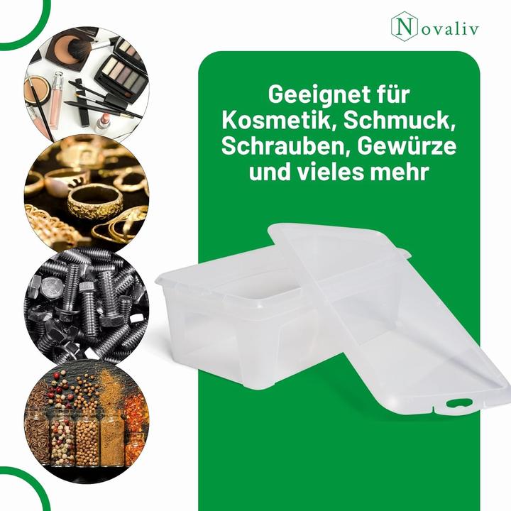 Produktbild Novaliv 2x Aufbewahrungsbox durchsichtig mit Deckel 5L Nestbar stapelbare Plastikbox mit Clipverschluss Kuns (19 cm, 5 l, 2x)