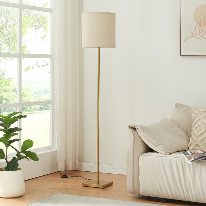 Actual product image Lux.Pro Stehleuchte Fildholm 157cm Messingfarben/Leinenoptik (E27)