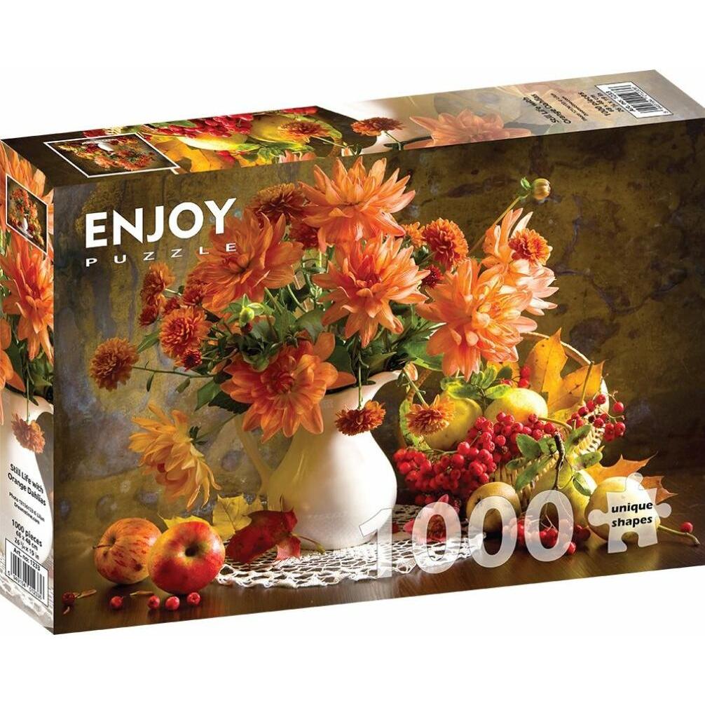 Enjoy Puzzle ENJOY-1233 - Still Life with Orange Dahlias, Puzzle, 1000 Teile (1000 Teile)
