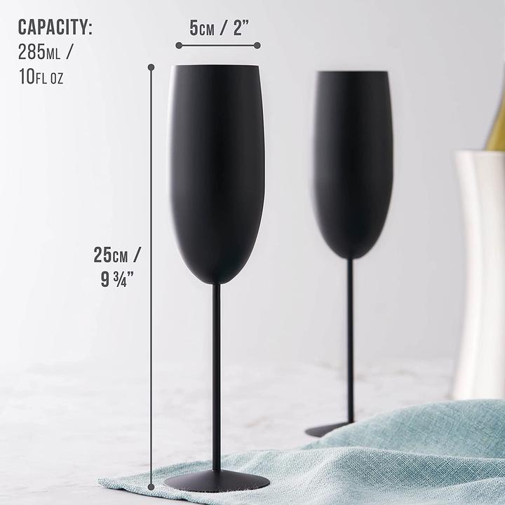 Image du produit Oak & Steel 4 verres à champagne en acier inoxydable Set cadeau (28.50 cl, 4 Verres, Flûtes à champagne)
