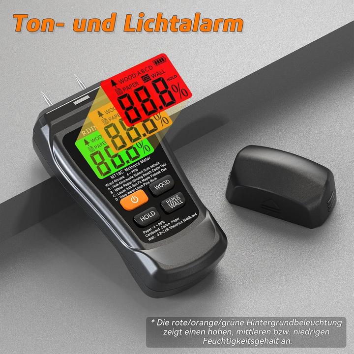 Actual product image Rdinscos Feuchtigkeitsmessgerät MT18C1 für Holz und Wände