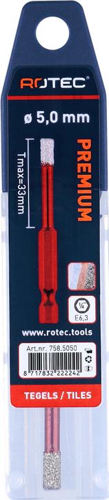Actual product image Rotec Mèche diamanté à sec Premium 5x68 mm (5 millimetres)
