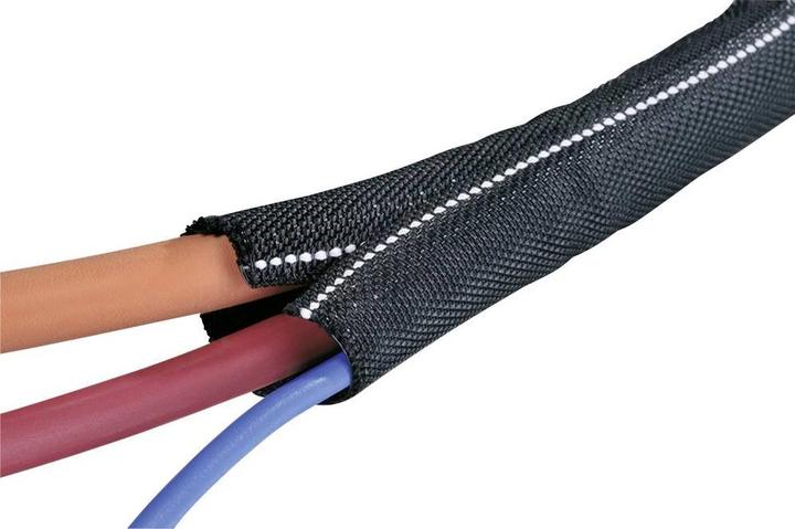 Actual product image HellermannTyton 170-01109 Twist-In-FR 50-PET-BK Braided Sleeving Black Polyester 38 to 50mm 15m (Cable conduit, 1500 cm)