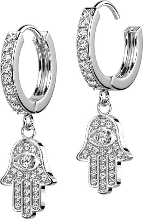 Immagine prodotto Star Piercing Orecchino a cerniera in argento cristalli d'argento ciondolo Hamsa (Ottone, Acciaio chirurgico 316L)