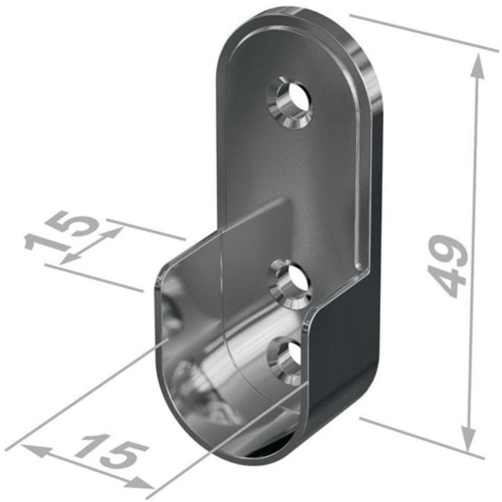 PG Support de tube d'armoire 11127 zinc moulé sous pression chromé montage mural 35x20 mm