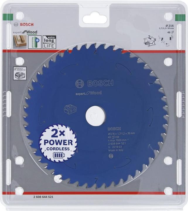 Produktbild Bosch Professional Zubehör Akku-Kreissägeblatt Expert for Wood, 216 x 1,7/1,2 x 30, 48 Zähne