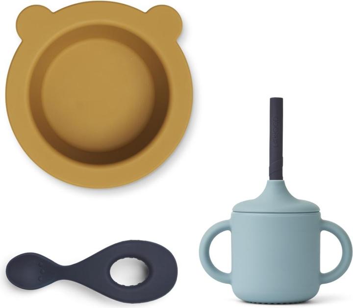 Liewood Set di stoviglie a ventosa in silicone Kali Mix blu