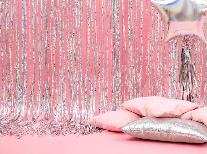 Produktbild Partydeco Partyaccessoire Vorhang 90 x 250 cm, Rosa/Silber (1 Stück)
