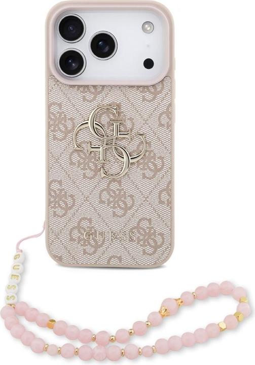 Custodia In Silicone CG Mobile Guess Per IPhone 15 Pro - Rosa Con Logo Strass 4G