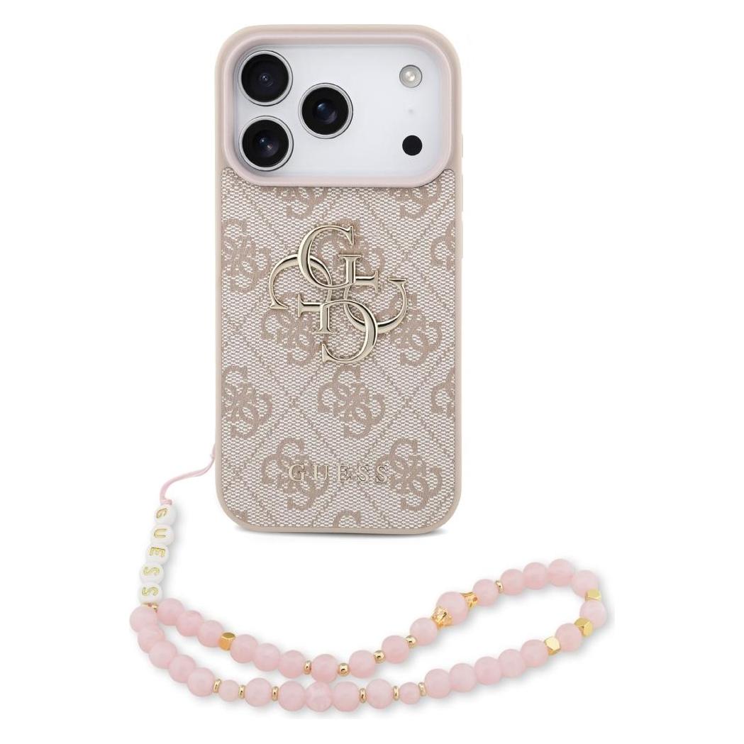 Guess - Hardcase 4G Classic Logo With Strap (GUHCP17LP4GMGSP) - IPhone 17 Pro - Pink (Apple IPhone 17 Pro), Smartphone Hülle, Pink, Rosa
