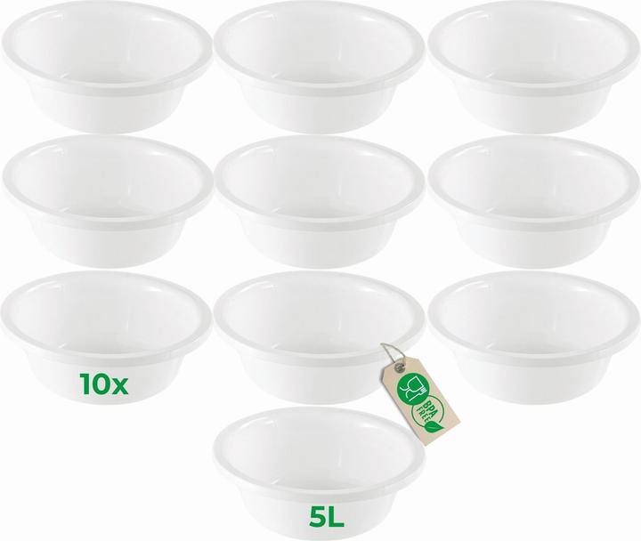 Produktbild Novaliv 10x Spülschüssel Rund 5L, D32 cm, Weiss, BPA-frei & Spülmaschinenfest – Ideal für Küche und
