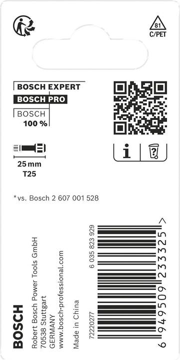Image du produit Bosch Professional Zubehör Embout de vissage PRO Torx Impact Bit, T25, 25 mm, 2 pcs. (Porte-embouts)