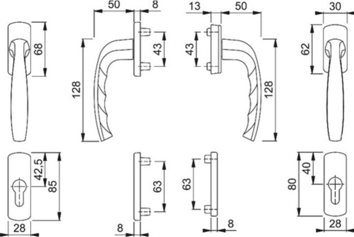 Actual product image Hoppe Balcony set New York 0810/961N/U10/... Aluminium F9016 63-73 mm square 7 mm