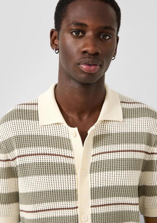 Produktbild s.Oliver Gestreiftes Strickpolo mit durchgehender Knopfleiste (M)