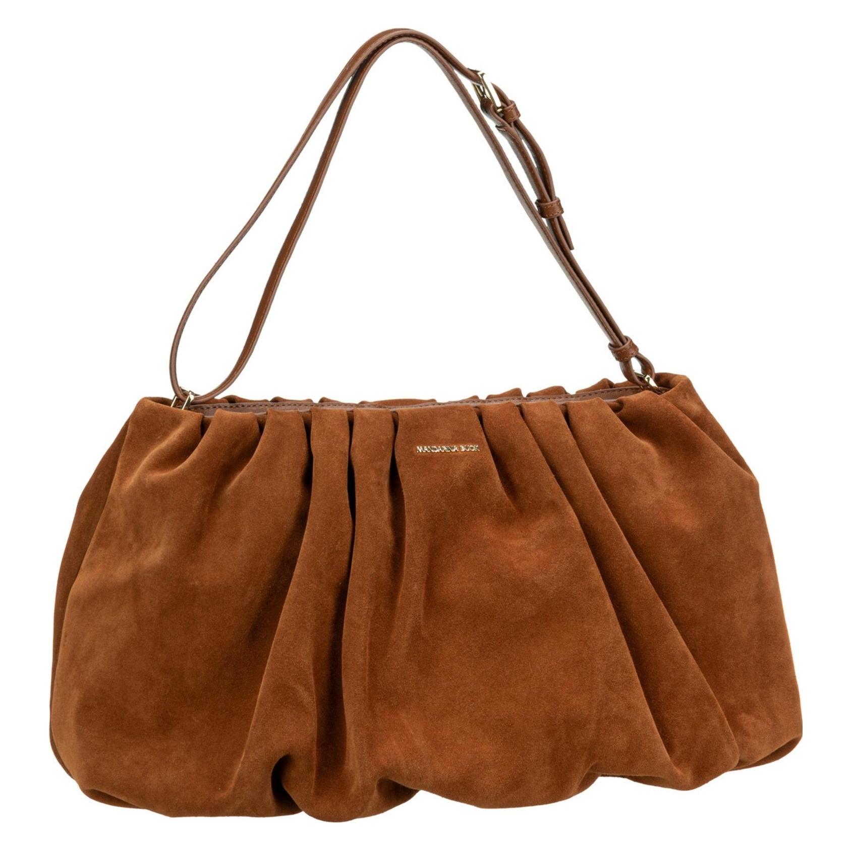 Mandarina Duck, Damen, Handtasche, Beuteltasche Velvet Plisse Hobo KKT01, Braun