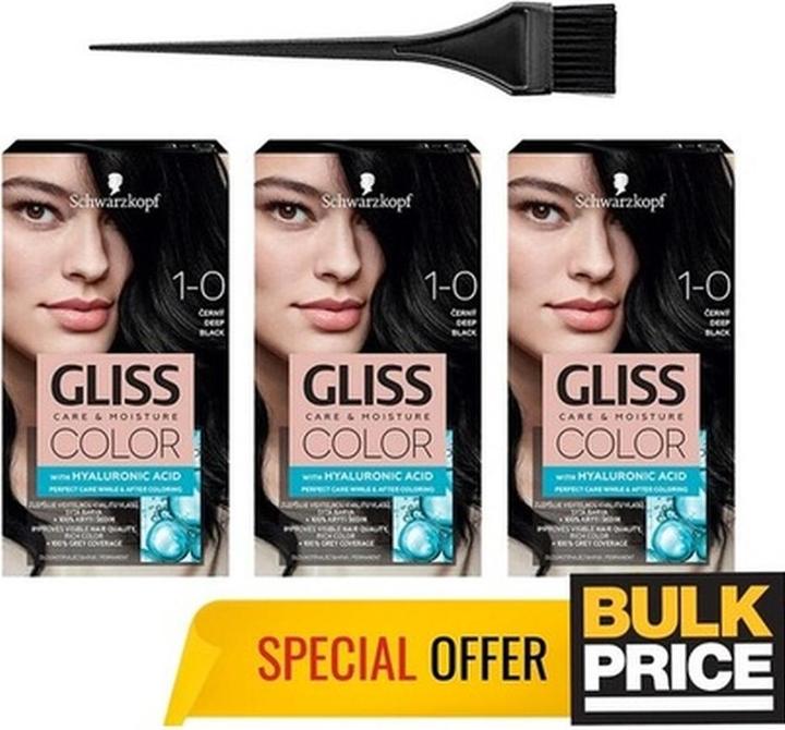 Produktbild Schwarzkopf Gliss Color Hair Dye 1-0 Deep Black (1-0 Deep Black)