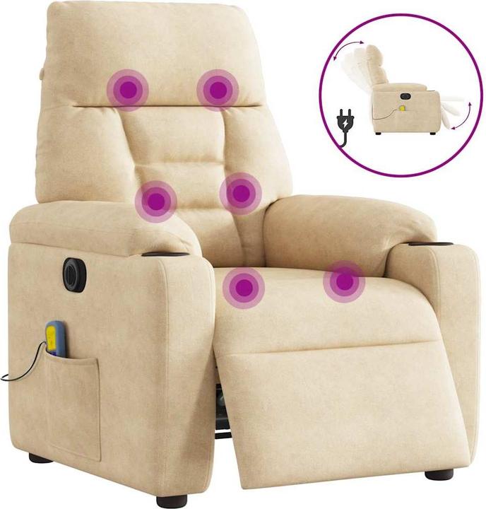 Produktbild VidaXL Massagesessel Elektrisch Creme Mikrofasergewebe Massagestuhl Sessel