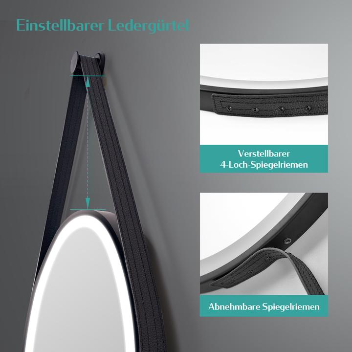 Actual product image Emke Bathroom Mirror With Lighting Φ50cm, Cool-White6500K, Dimmable,Touch Switch