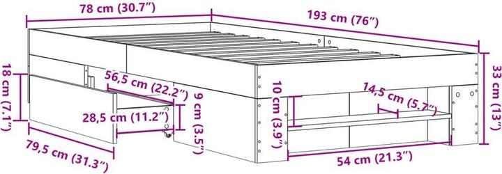 Actual product image vidaXL Bedstead (75 x 190 cm)