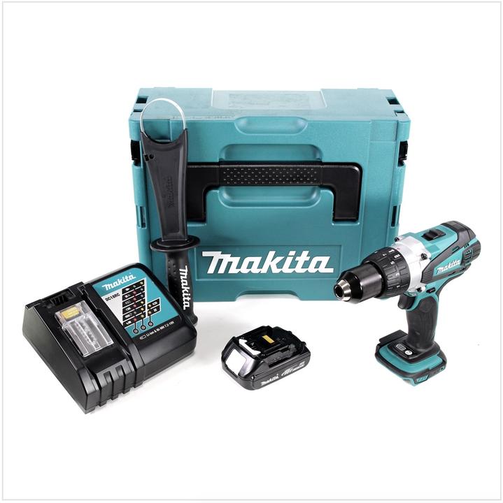 Produktbild Makita DDF 458 Y1J-D 18V Akku Bohrschrauber 91 Nm im Makpac mit 1x BL1815N 1,5 Ah Akku und DC18RC La