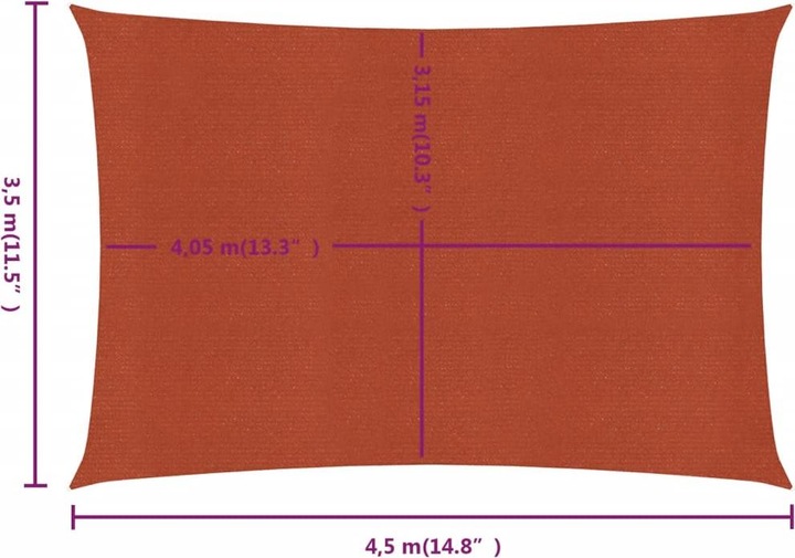 Actual product image VidaXL Sonnensegel 160 g/m² Rechteckig rot HDPE (3.5 x 4.5 m)