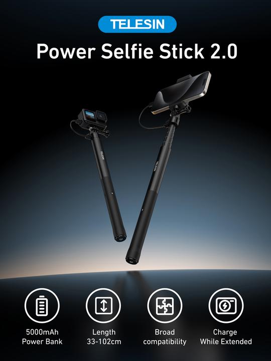 Produktbild Telesin Power Selfie Stick 2.0 - 102cm 18W 5000mAh