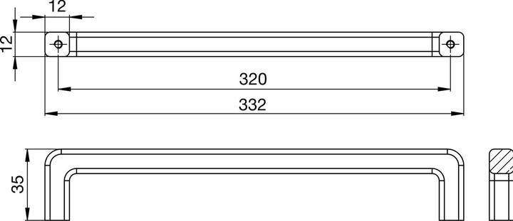 Produktbild Furnipart Grif Mango (Möbelgriff) Breite 332mm Schrankgriff Zinkdruckguss Edelstahl Effekt