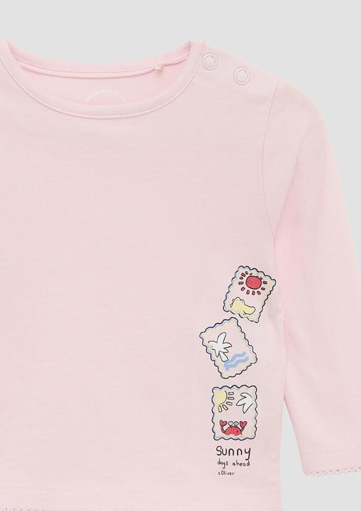 Produktbild S.Oliver T-Shirt Langarmshirt mit Glitzerprint und Mausezahnkante (68)