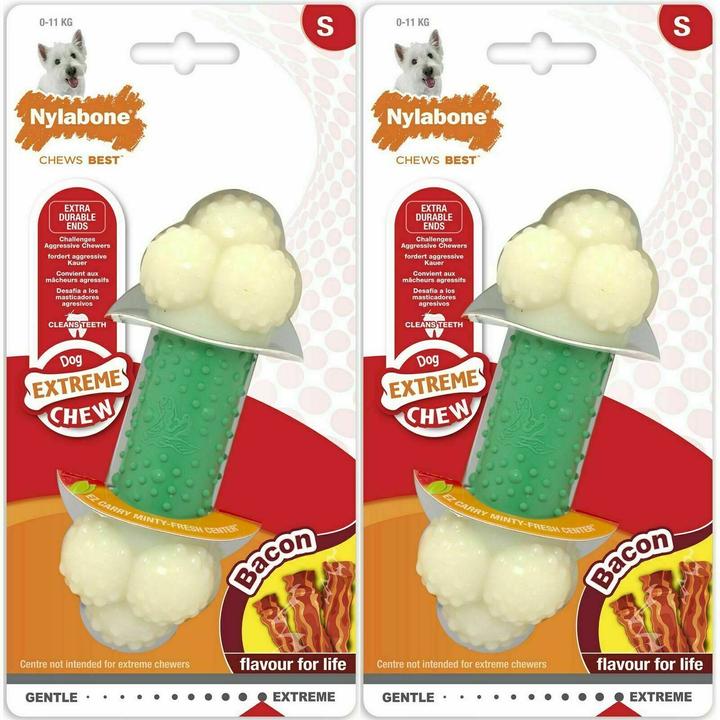 Immagine prodotto Nylabone Extreme Chew - Double Action Chew Bacon M (Gioco da masticare per cani)