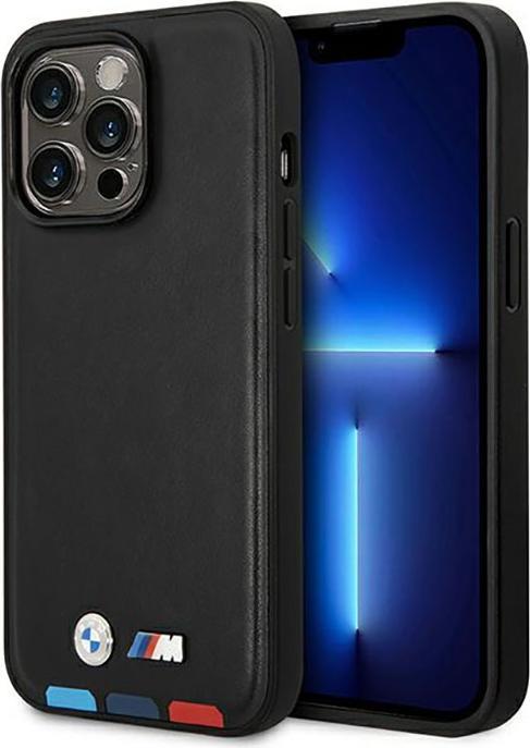 Produktbild BMW Etui BMHMP14L22PTDK iPhone 14 Pro 6,1" czarny/black Leather Stamp Tricolor Magsafe (Apple iPhone 14 Pro)