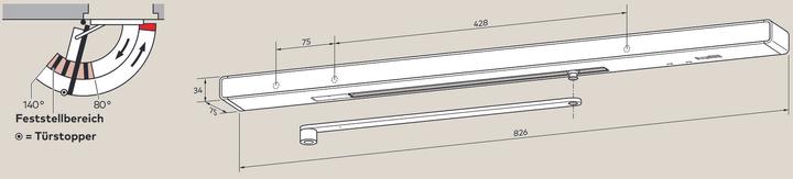 Actual product image Dormakaba Slide rail G-Ubivis XEA (Room door, Entrance door, Wooden door, French window)