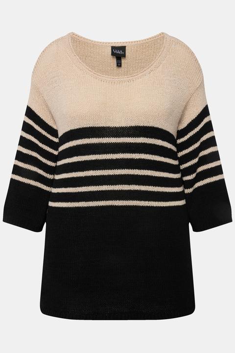 Produktbild Ulla Popken Pullover, Ringel, Oversized, Rundhals, 3/4-Arm (54)