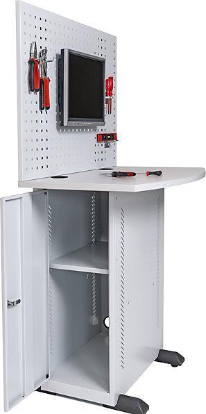 Immagine prodotto eurokraft basic Armadio per computer, con piano di lavoro e parete forata, grigio chiaro. (60 cm, 163.80 cm)