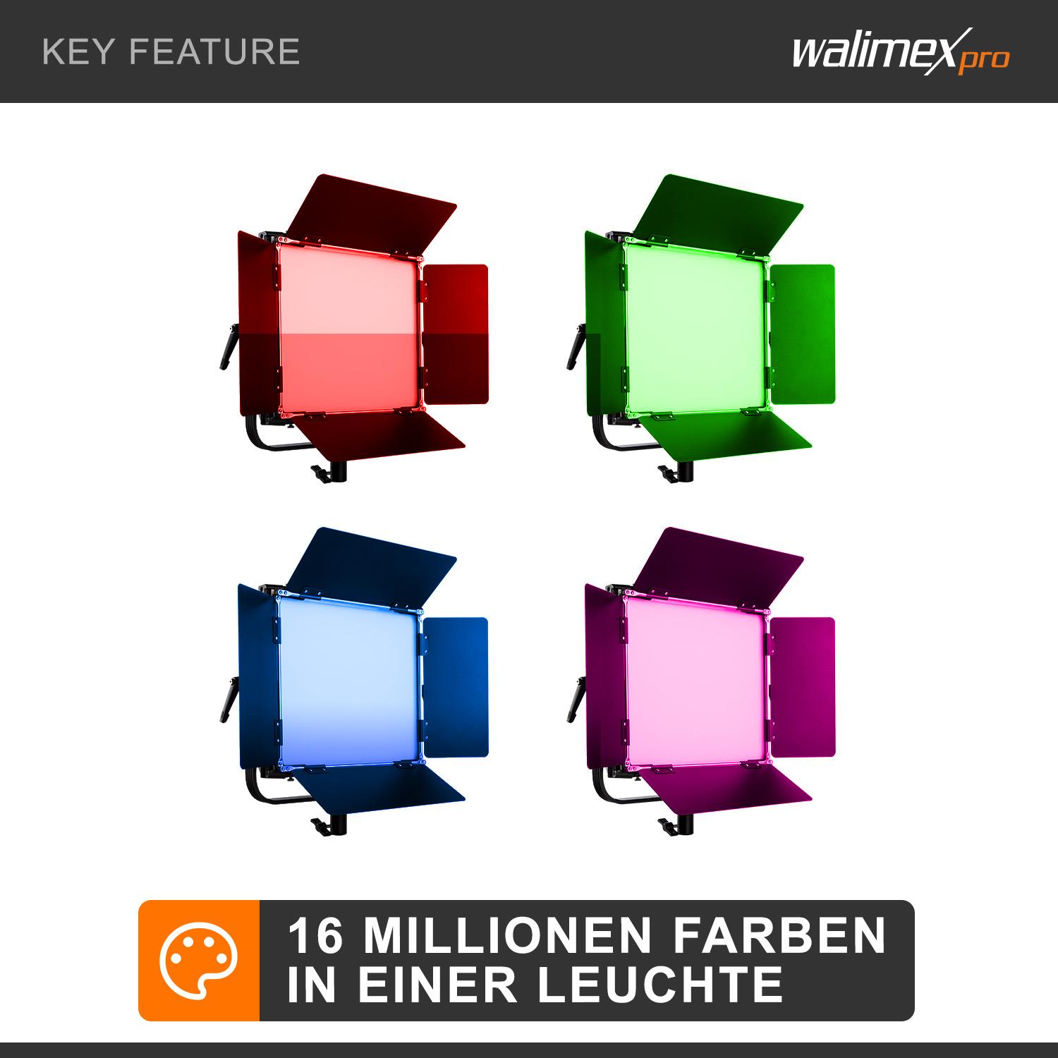 Thumbnail - Walimex LED Rainbow 50W RGBWW Set 2 (2x Rainbow 50W, 2x Lampenstativ GN-806), Dauerlicht, Schwarz, Silber