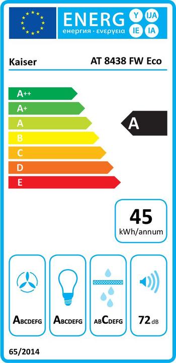 Label énergétique Kaiser AT 8438 FW Eco (Hotte murale)