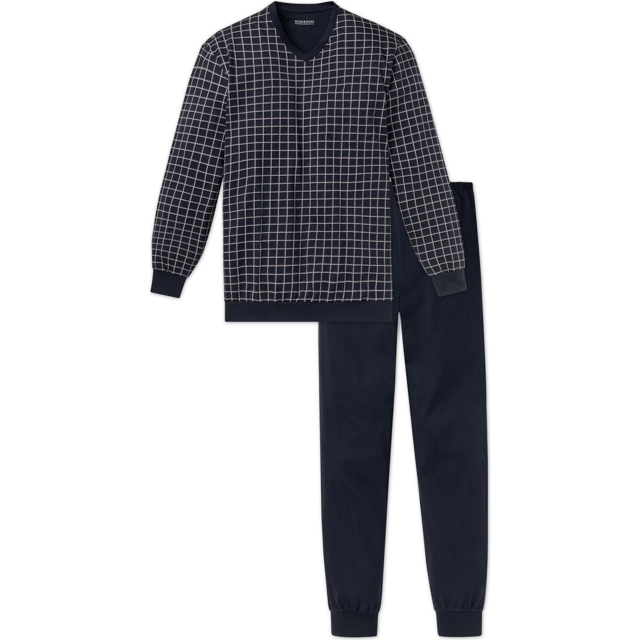 Schiesser, Herren, Pyjama, Pyjama Casual Bequem sitzend, Blau, (60)
