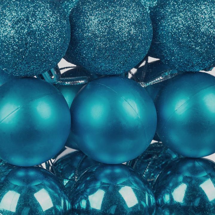 Image du produit Relaxdays - Weihnachtskugeln im 50er Set, Türkis/ Silber, 7 x 6 cm (50-pièce)