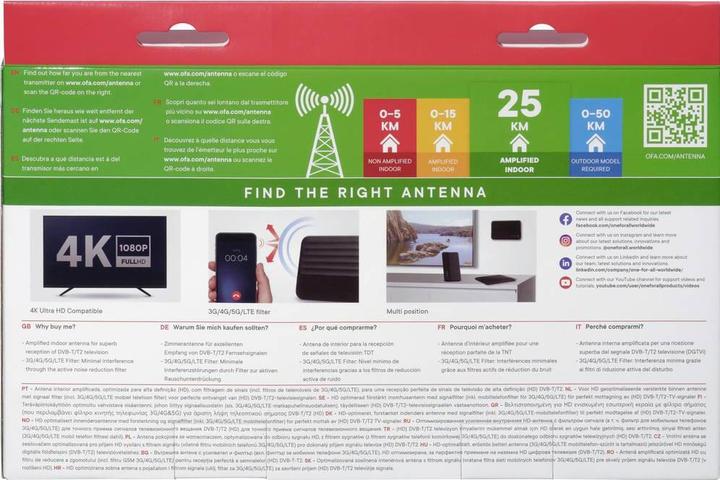 Produktbild One for All DVB-T2 1080p Gewebe Antenne mit SLI (Flachantenne, DVB-T / -T2)