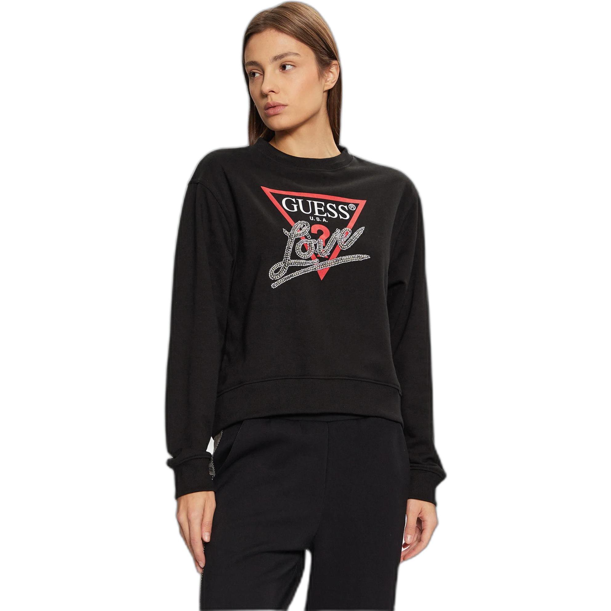 Guess, Damen, Pullover, Love Triangle, Schwarz, (S)