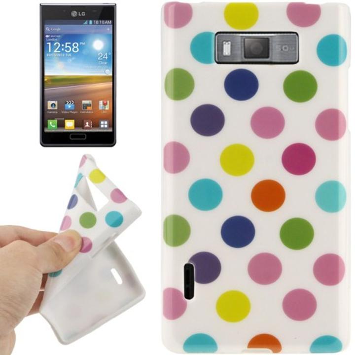 Produktbild König Design Schutzhülle TPU Punkte Case für Handy LG Optimus L7 / E705 weiss/bunt (LG Optimus L7)