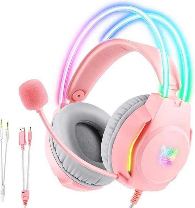 Actual product image Onikuma X26 Gaming Headphones (Wired) Pink (Cable)