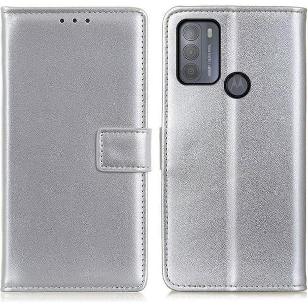 Thumbnail - MU Classic Classic II Leder Bookcover Series (Motorola Moto G50), Smartphone Hülle, Silber